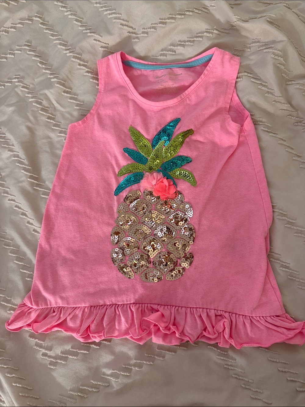 Tommy Bahama Pink Girls Tank with Sequin Pineapple